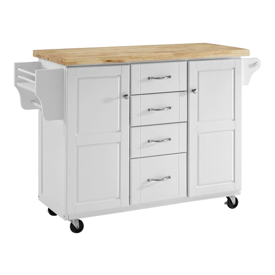 White and Natural Wood Top Harper Kitchen Cart by World Market