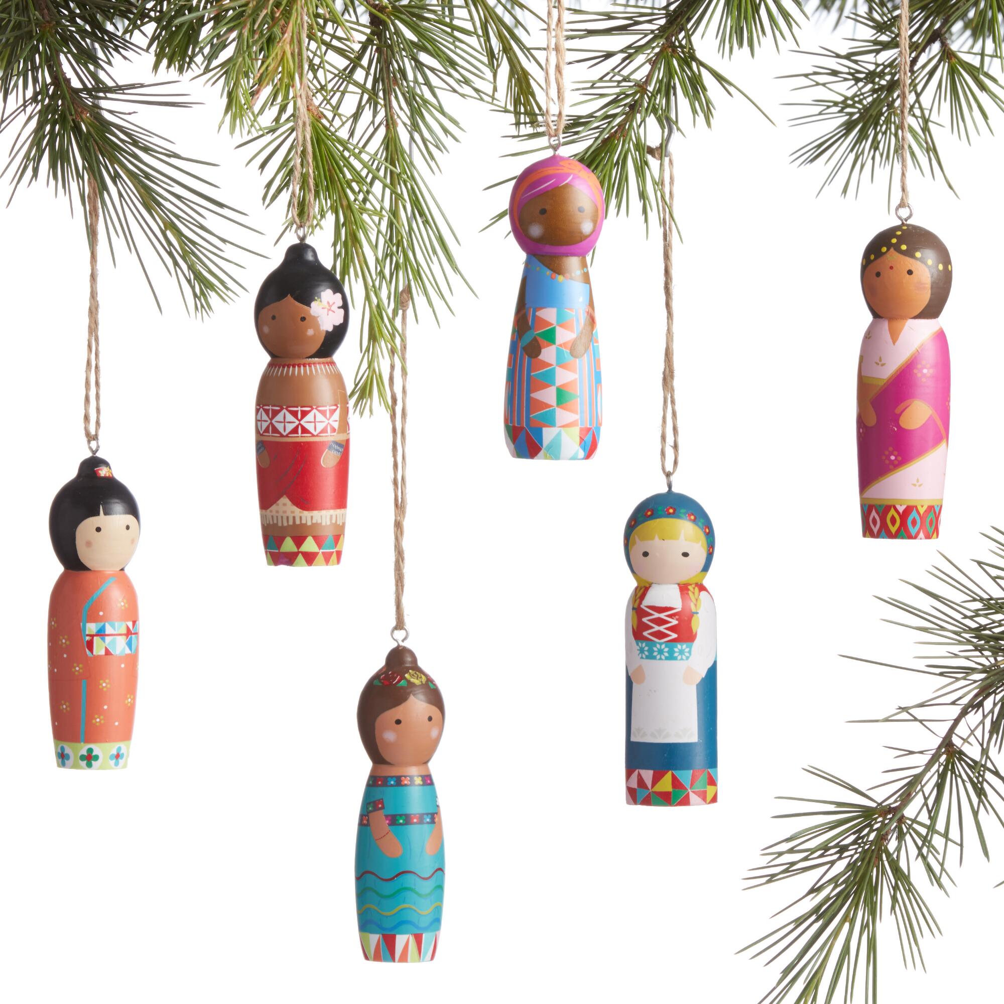 Wood International Women Ornaments Set of 6: Multi by World Market
