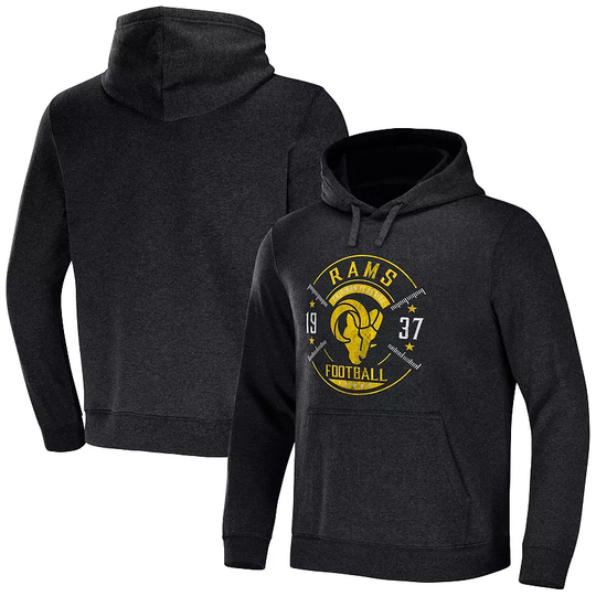 Men's NFL x Darius Rucker Collection by Fanatics Heather Charcoal Los Angeles Rams Radar Pullover Hoodie, Size: Medium, Grey