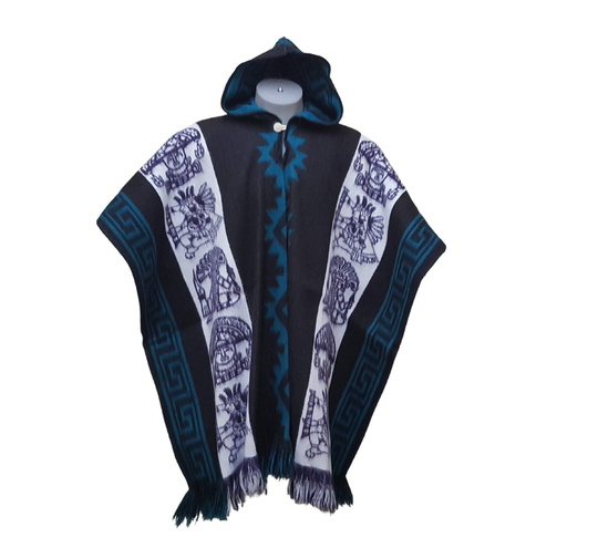 Alpaca Blended Poncho. Unisex South America Design Hooded