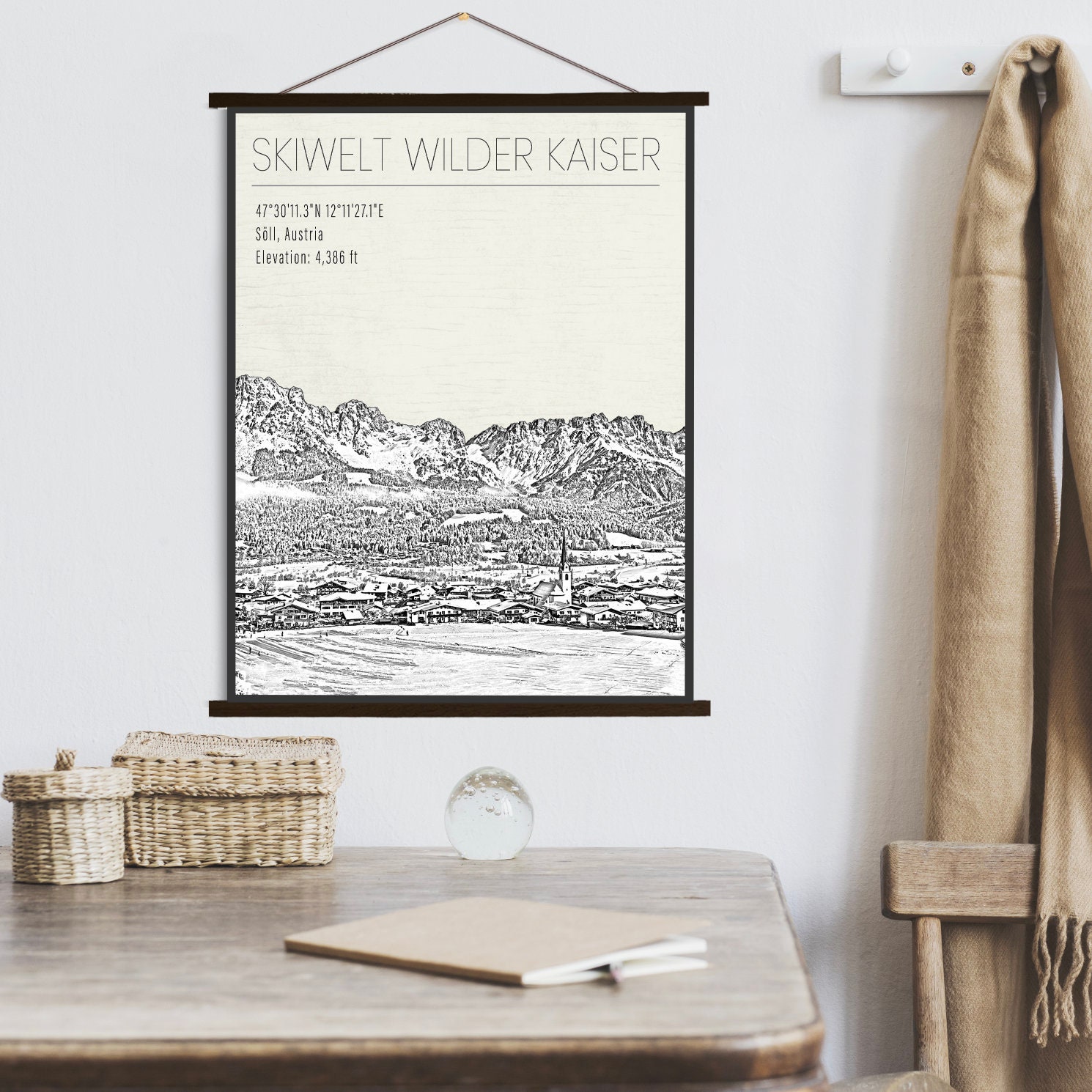 Skiwelt Wilder Kaiser-Brixental Austria Ski Resort Print | Hanging Canvas Of Printed Marketplace