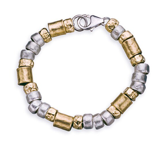 Silver & Goldfilled Bracelet Sterling Silver Bracelets About 0.8 cm Wide Beads 21 Length