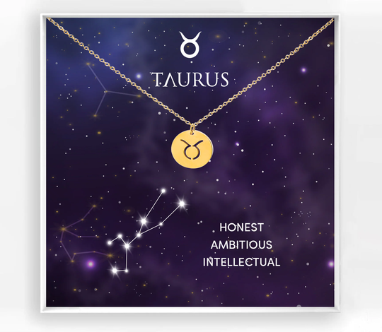 Taurus Necklace - Zodiac Sign Necklace, Zodiac Taurus, Constellation Taurus Gold
