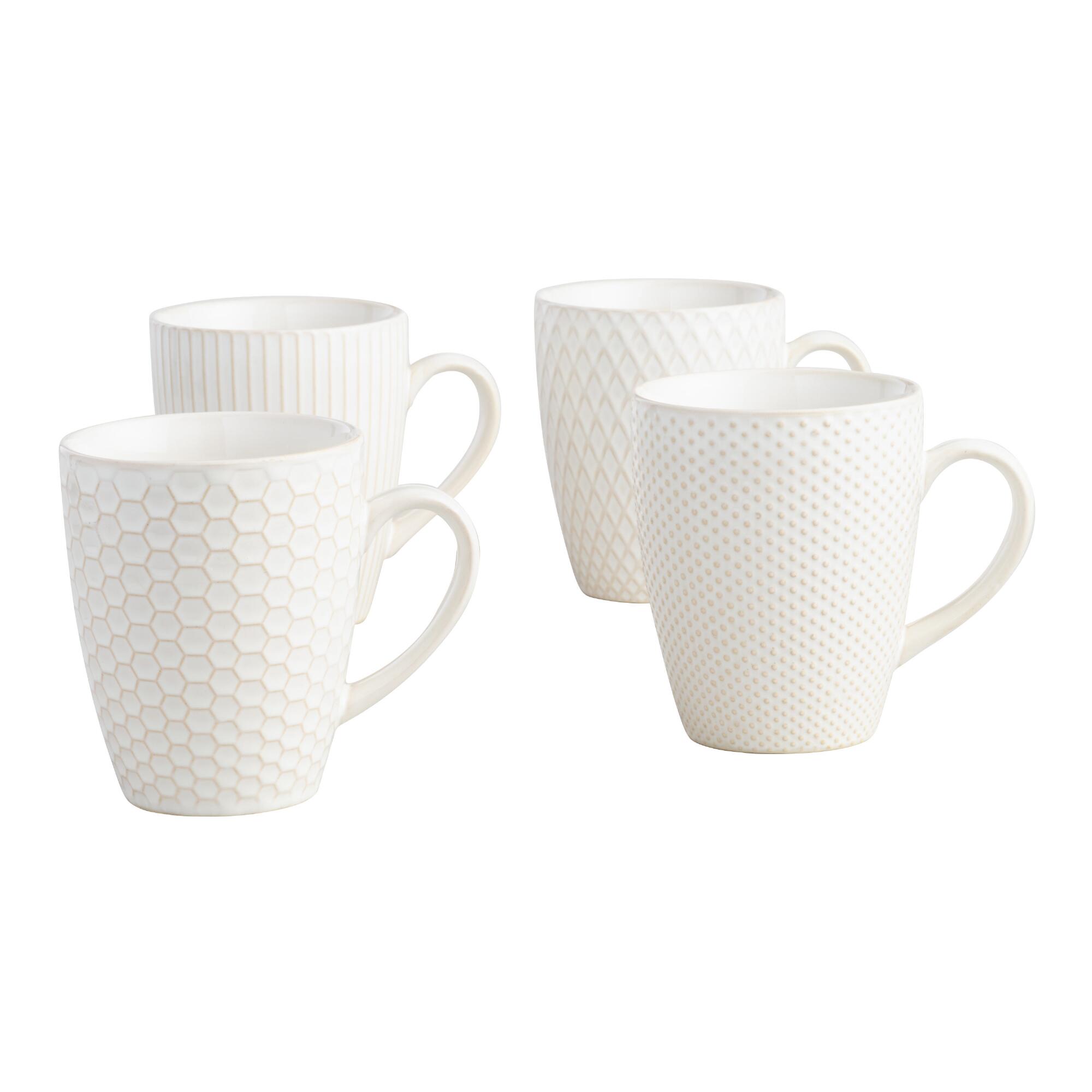 White Textured Ceramic Avery Mugs Set Of 4 - Stoneware by World Market