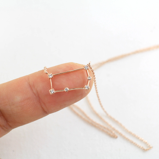 Rose Gold Gemini Necklace, Zodiac Jewelry, Celestial Jewelry, Constellation Necklace, The Twins June Birthday Gift, Bridesmaid Gift