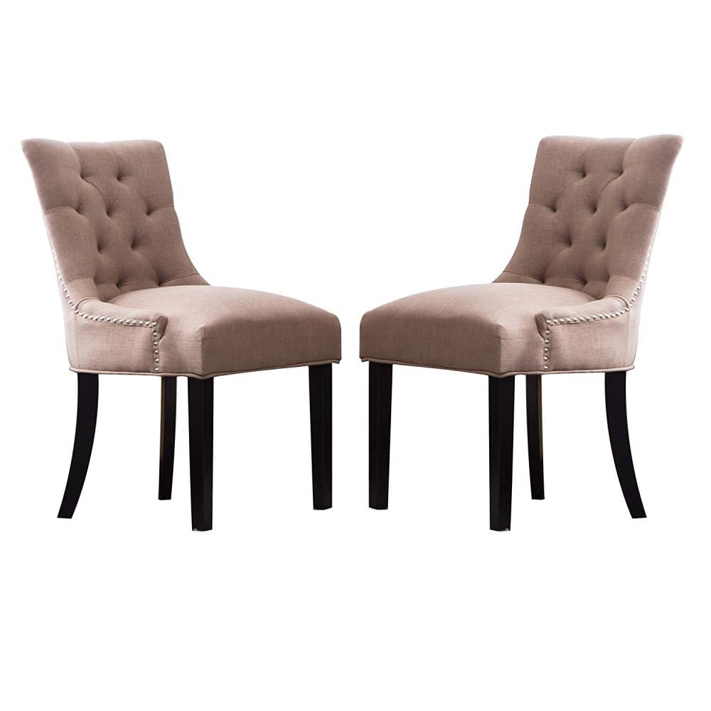 Clihome Set of 2 Dining Chair Rustic Polyester/Polyester Blend Upholstered Dining Side Chair (Wood Frame) in Brown | ZB-PH-011-2-BW
