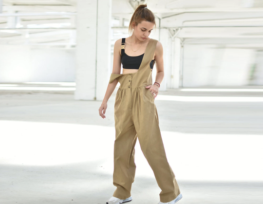 Linen Jumpsuit, Drop Crotch Dungarees, Plus Size Linen, Summer Overall, Harem Apron One Piece