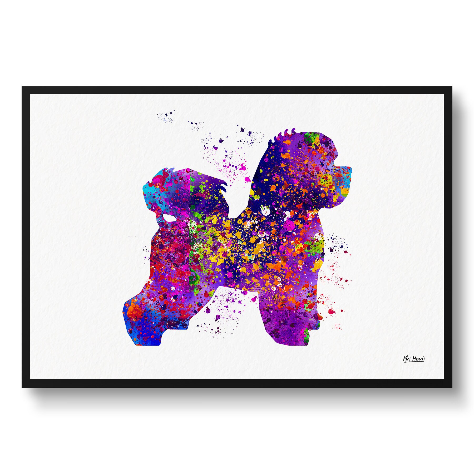 Bichon Frise Watercolour Dog Print - Splash Veterinary Decor Gift Illustration Framed & Unframed Wall Art For Lovers & Vets