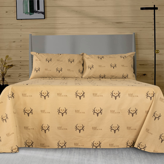 Bone Collector Queen 180-Thread Count Cotton Blend Brown Bed Sheet | 07170000012BC
