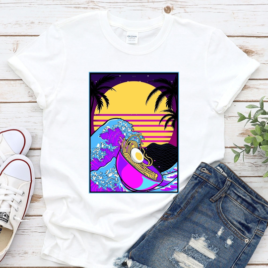 Vaporwave Aesthetic Japanese T-Shirt Retro Anime Lover Great Wave Ramen Noodle Japan Artwork Kawaii Tank Top Hoodie Sweatshirt