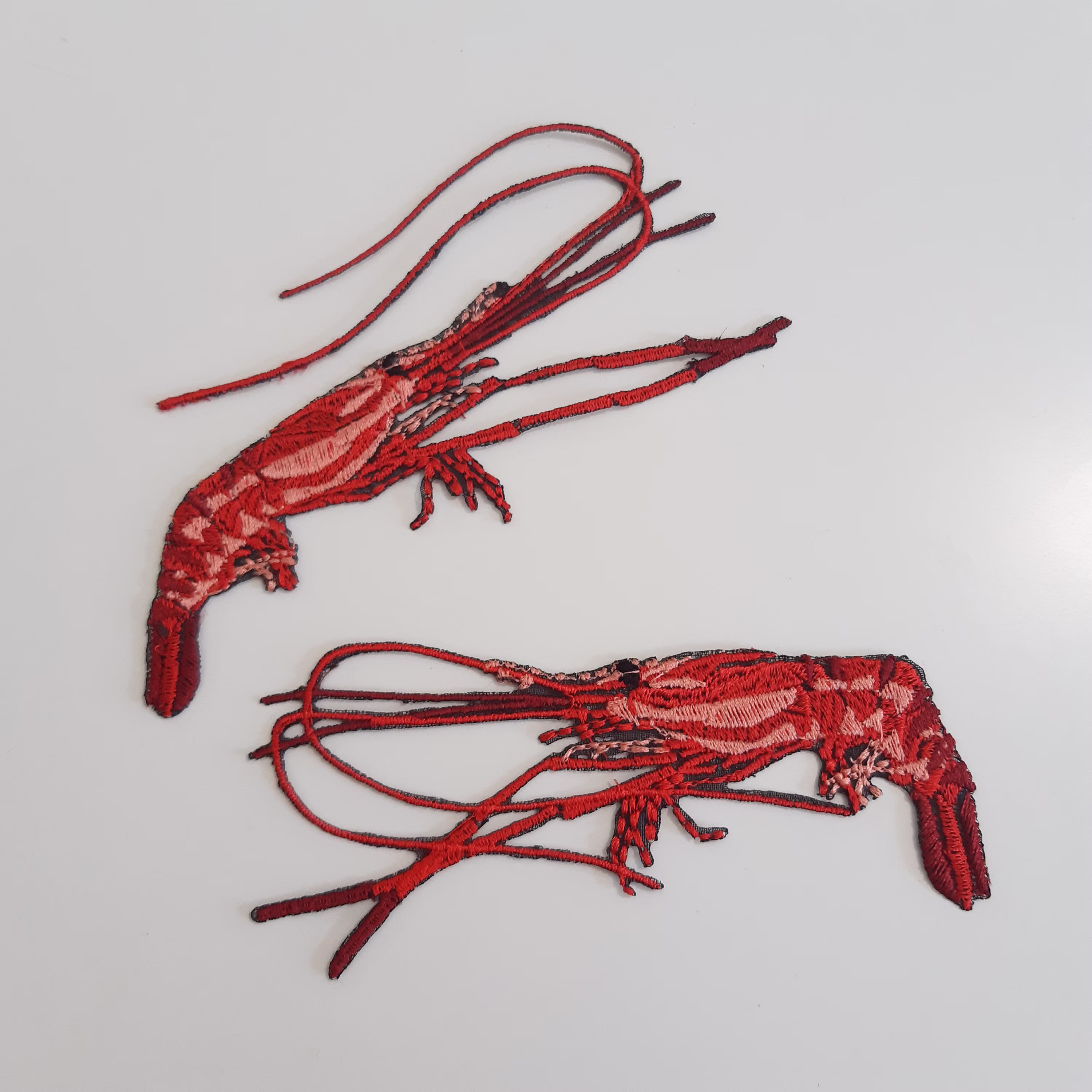 Moks486 Two Shrimp Patch, Food Patch Sew On, Sea Seafood