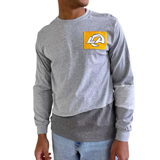 Men's Refried Apparel Gray Los Angeles Rams Angle Long Sleeve T-Shirt, Size: Medium, Grey