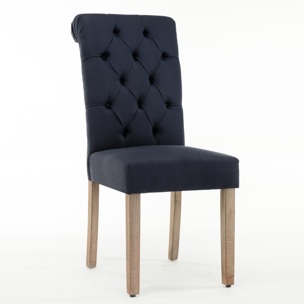 AC Pacific Traditional Polyester/Polyester Blend Upholstered Dining Side Chair (Wood Frame) in Blue | D-006-BLUE
