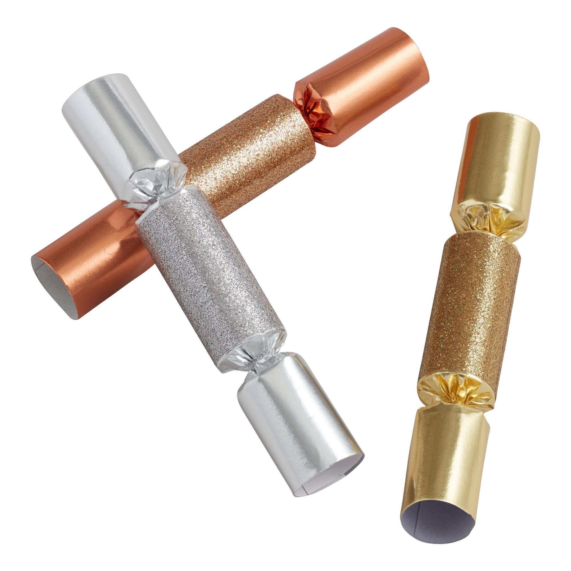 Small Glittered Metallic Crackers 8 Count: Multi - Paper by World Market