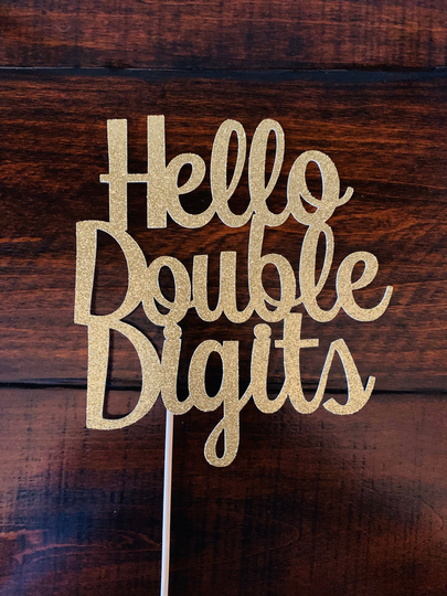 Hello Double Digits Cake Topper, 10Th Birthday Cake Topper Birthday