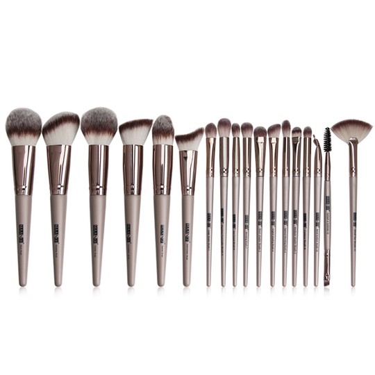 MAANGE 18Pcs Cosmetics Foundation Blending Blush Face Powder Makeup Brushes Set - champagne gold