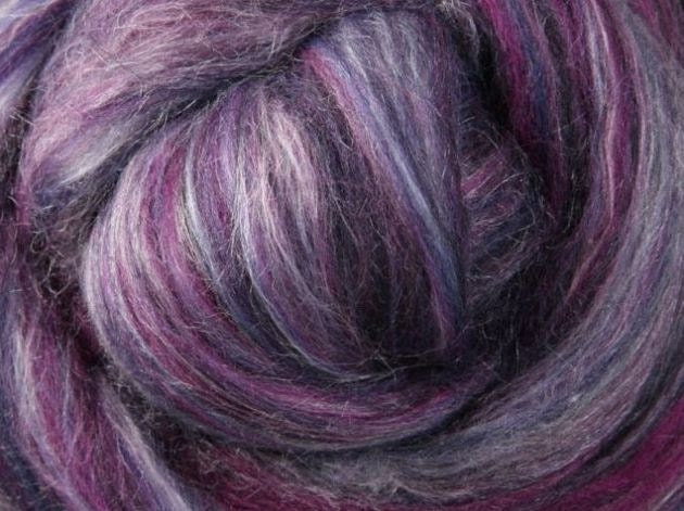 Ashford Merino-Silk Blend Spinning Fiber Black Currant"