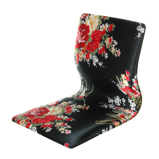Oriental Furniture Tatami Meditation Asian Black/Red Blend Contemporary Accent Chair | TM-CHAIR-FBLK