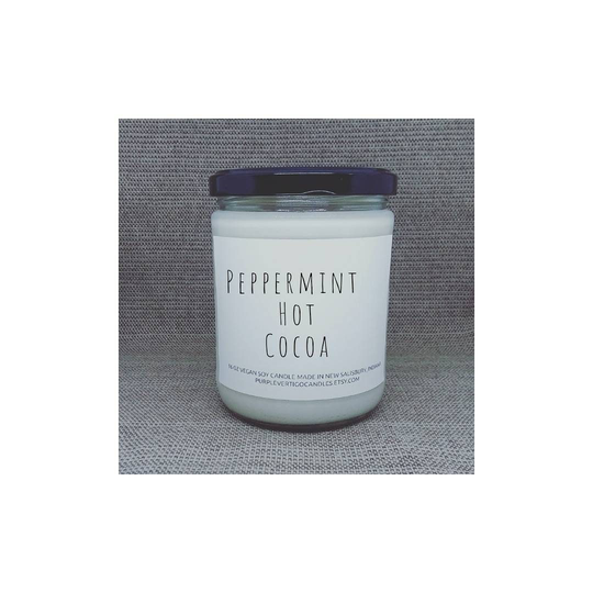 Peppermint Hot Cocoa Candle, Peppermint, Soy Candle, Candy Cane Scent, Vegan, Chocolate Mint, Grasshopper Mint