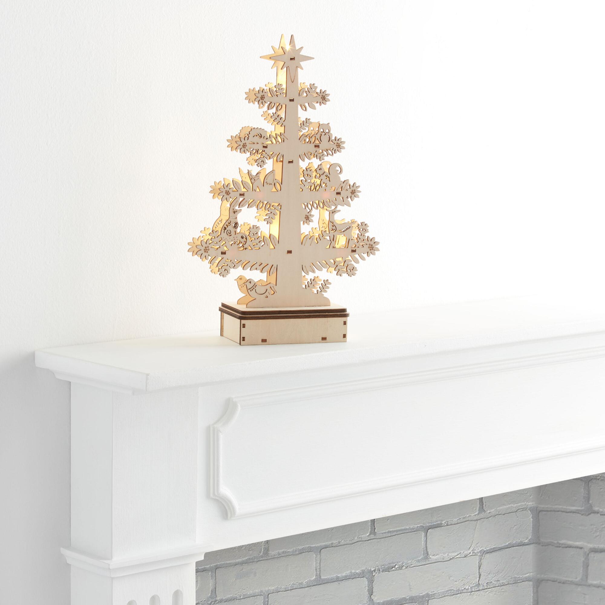 Woodcut Woodland Creature Tree LED Light Up Decor: Natural by World Market