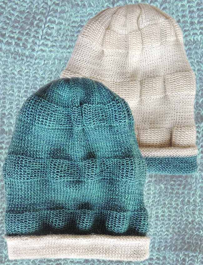 Reversible Alpaca Blend Wool Beanie Green & White