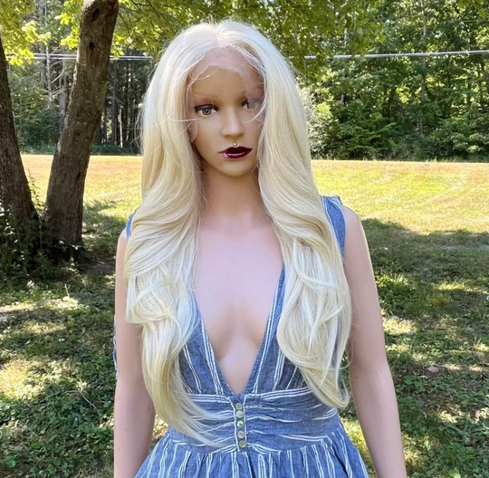 Long Blonde | 613Human Hair Blend Front Lace 13x6 Free Parting Daily Wig