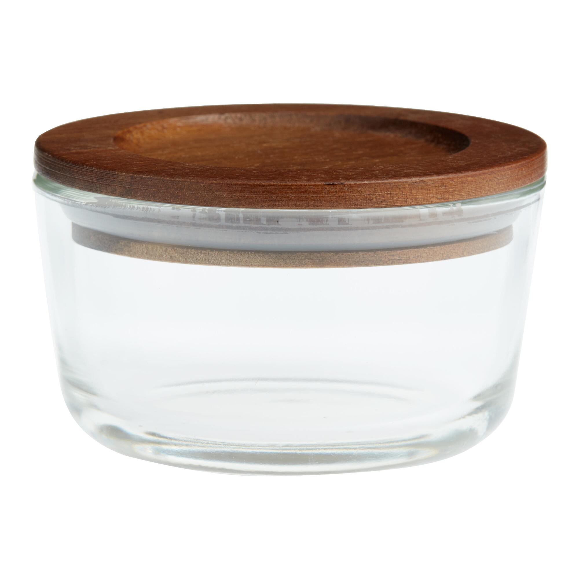 Small Glass Food Storage Container with Wood Lid: Multi by World Market