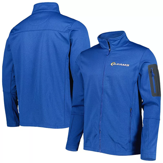 Men's Dunbrooke Heather Royal Los Angeles Rams Freestyle Coated Tech Fleece Full-Zip Jacket, Size: Small, Blue