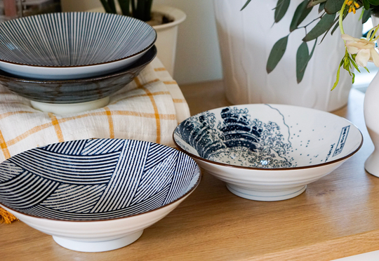 Japanese Ramen Bowl|Japanese Mino Ware|Made in Japan|4 Different Patterns