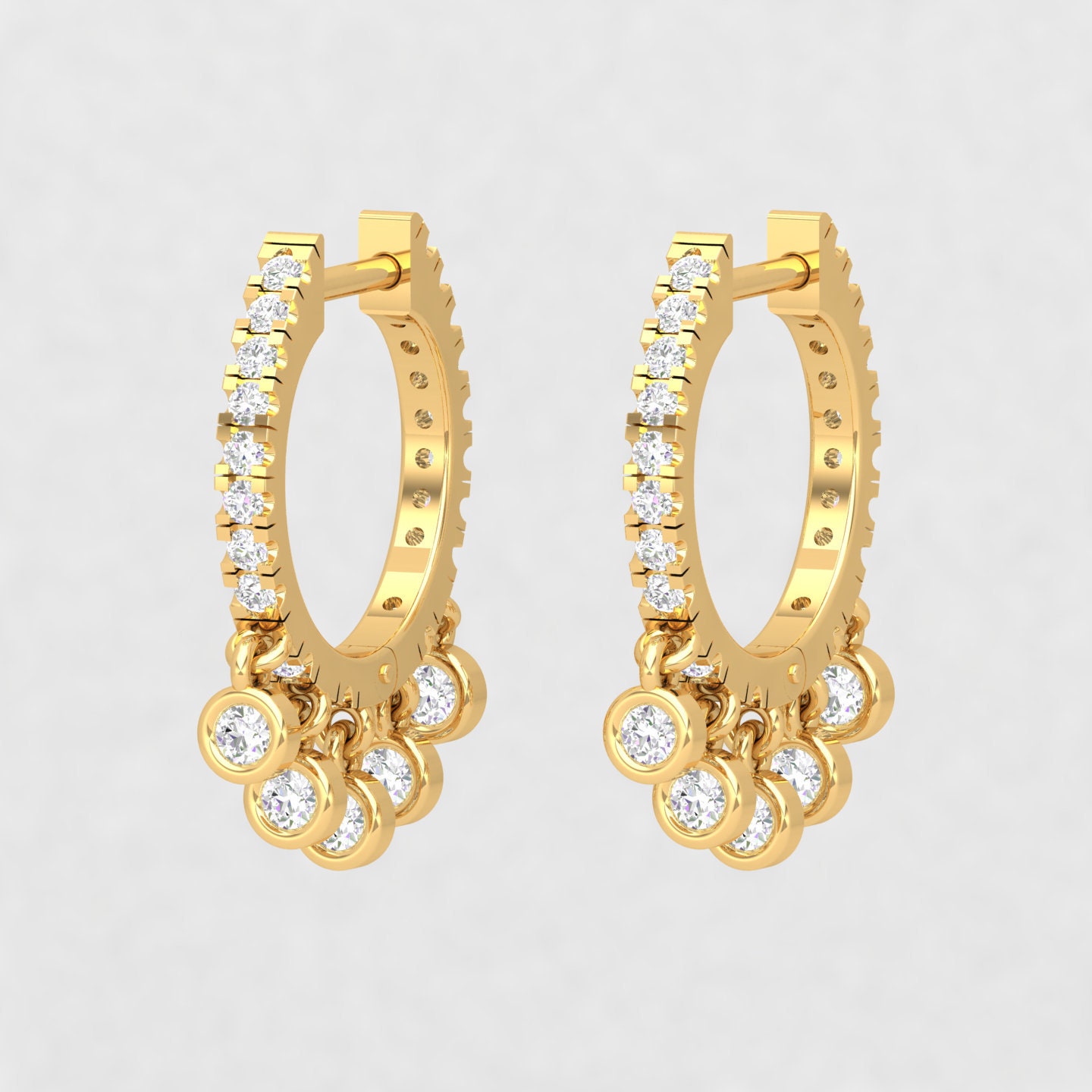 14K Diamond Hoop Earrings, 18K Cartilage Earring, Birthstone Jewelry Helix Piercing, Lobe Earring