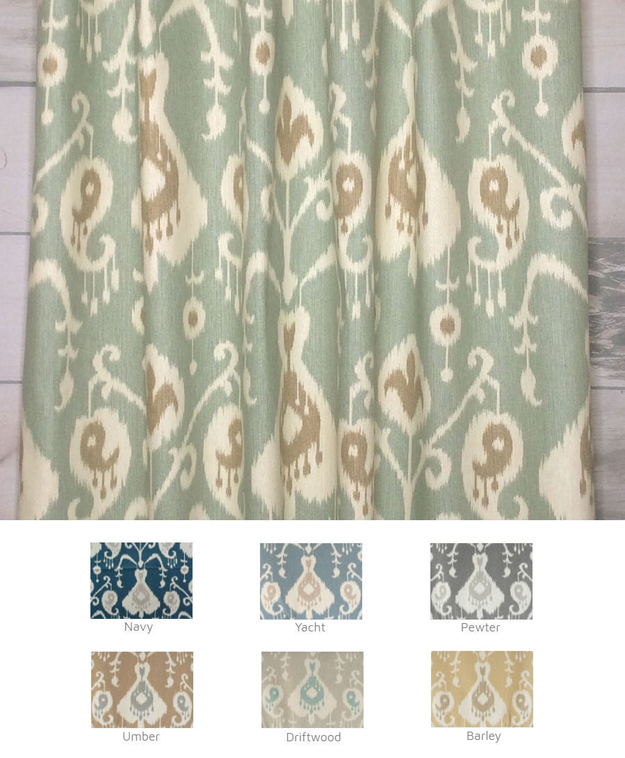 Java Ikat Custom Curtains/Drapes -48 Wide Drapery Panel -7 Colors Available -Flat-Rod Pocket-Grommet -Made To Order -Fast Shipping