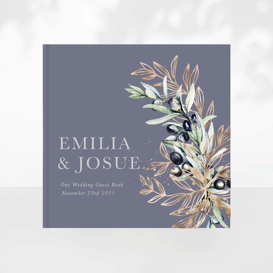 Personalized Olive Branch Wedding Guest Book/Real Foil Print Silver, Gold, Rose Gold Custom Gift For Couple Anniversary Album