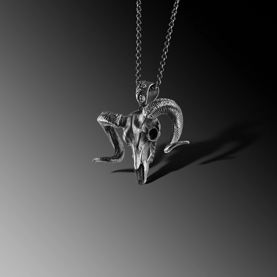 Ram Skull Pendant For Man Silver Skul Necklace Aries Horned Men Mens Gift Unique Him Boyfriend