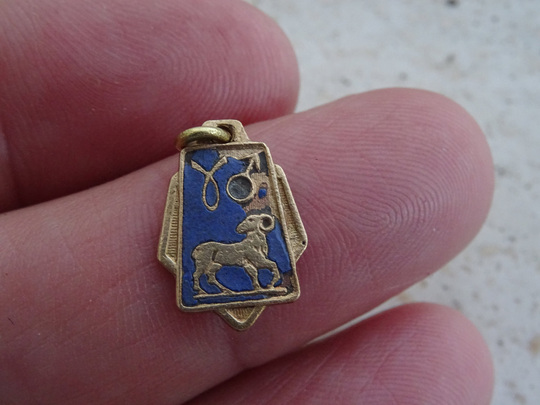 Vintage Enameled Vermeil Gold Plated Zodiac Constellation Medal Pendant Medaillon Medallion Sign Of Aries. | Ram C 4