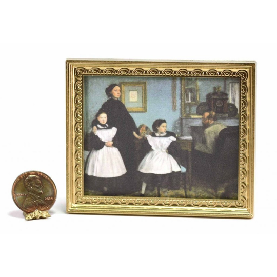 Dollhouse Miniature Framed Print Of A Famous Painting Victorian Family Scene With Gold Resin Frame By Jacqueline's