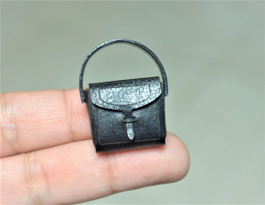 Miniature Dollhouse Purse Briefcase Style Black Bag Scale 112