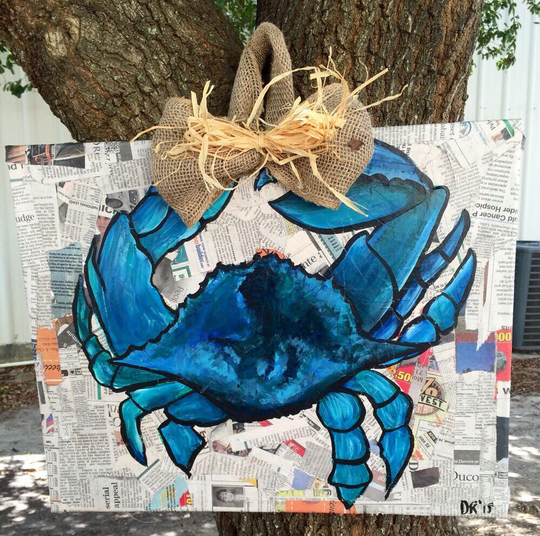 Crab Newspaper Canvas