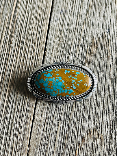 Eddie Secatero Pilot Mountain Turquoise & Sterling Silver Pin