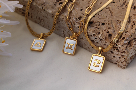 Zodiac Personalized Necklace Shell Mothers Of Pearls Waterproof Hypoallergenic Constellation Horoscope Mystic Necklace, Day