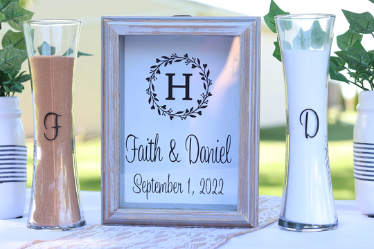 Wedding Sand Ceremony Rustic Barn Wood Shadow Box/Frame Set | Opt., Blended Family, Décor, Lgbtq, Gift, Anniversary, Adoption Bw5Osf