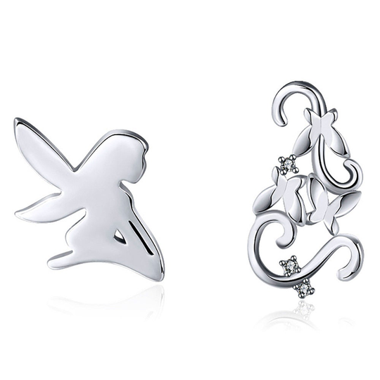 Fairy Butterfly Sterling Silver Stud Earrings Girls Women Ginger Lyne