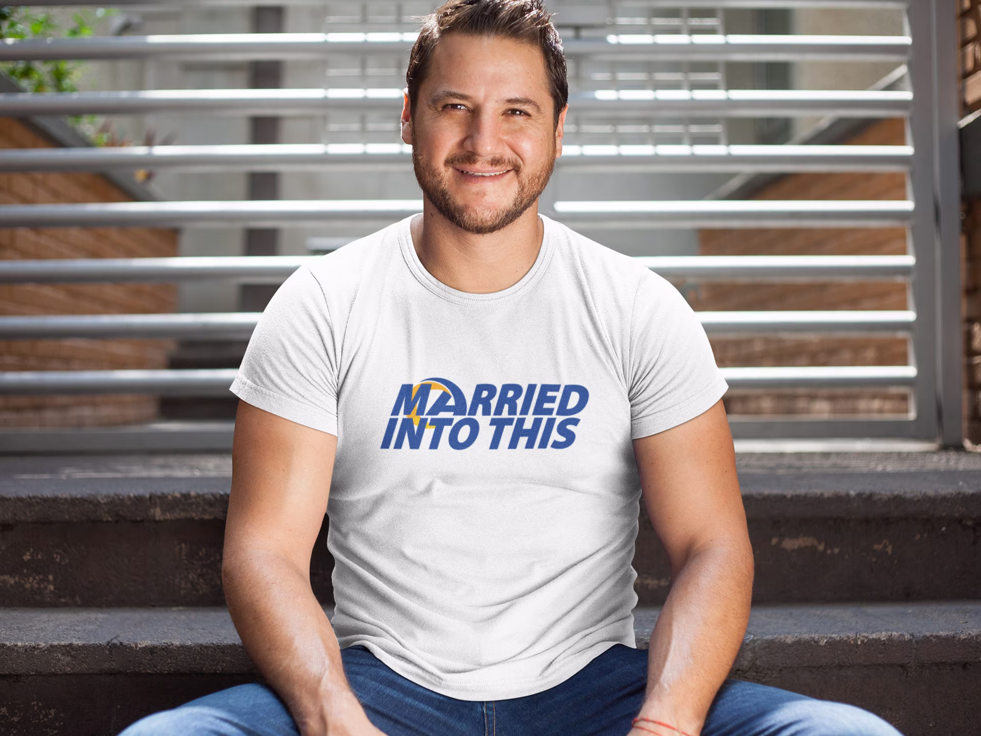 Rams Married Into This Los Angeles/st Louis Football T-Shirt For Tailgates Gameday Sporting Events