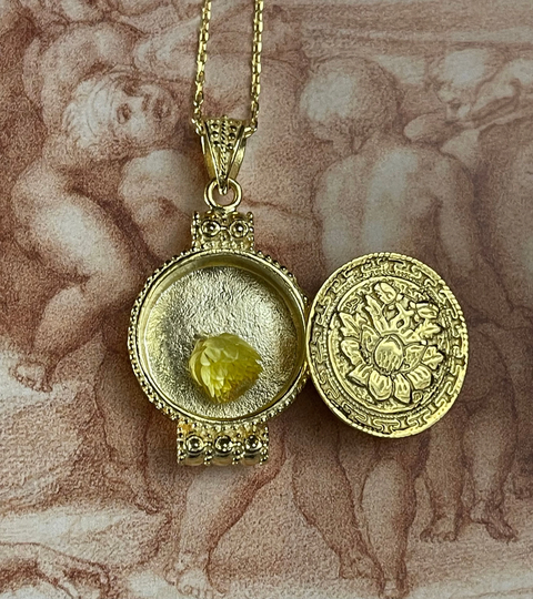 Gold Locket Necklace Ancient Greek Style Sterling Silver 925K