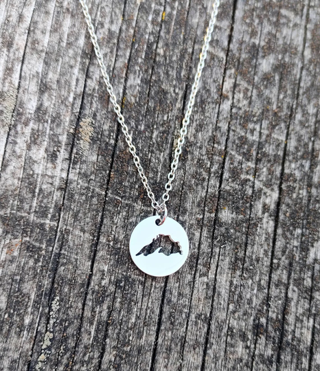 Lake Superior Necklace, Shape Die Cut Charm Necklace