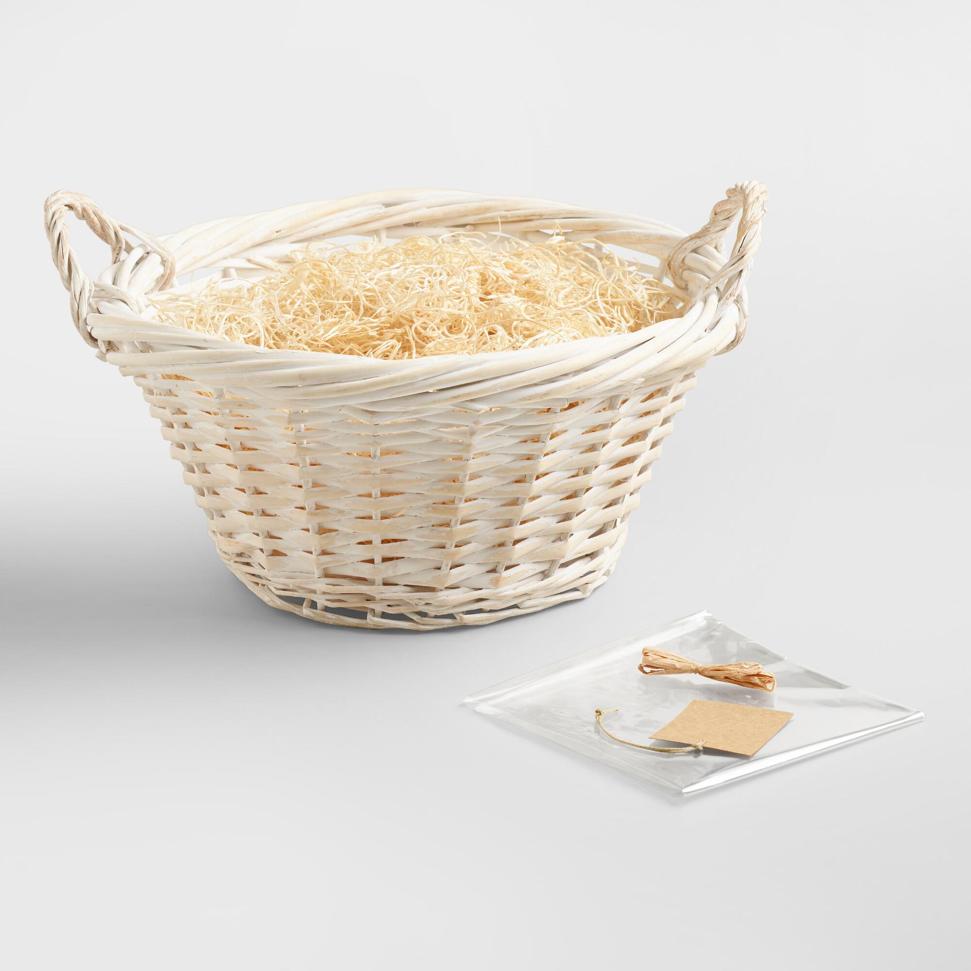 Large Round White Basket Kit by World Market