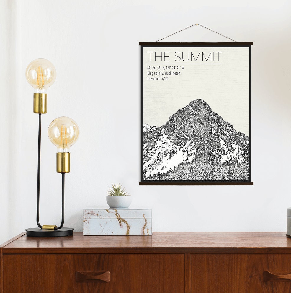The Summit Washington Ski Resort Illustration Print | Hanging Canvas Of At Snoqualmie Printed Marketplace