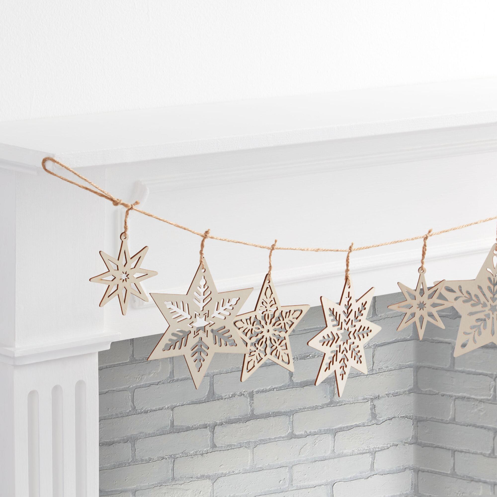 Natural Woodcut Star Garland by World Market
