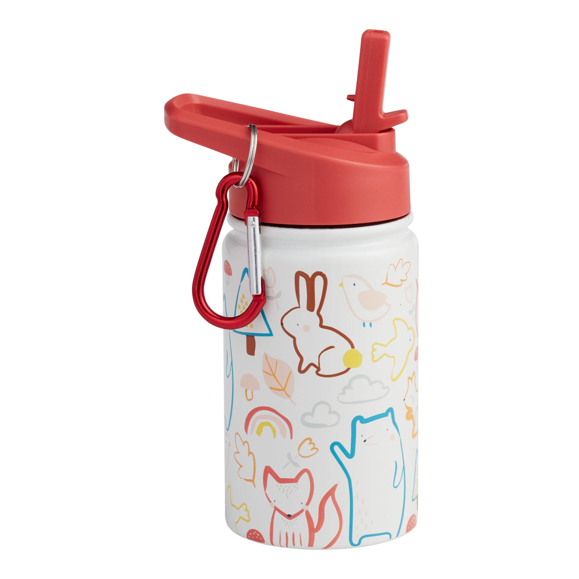 Illustrated Animals Stainless Steel Kids Water Bottle by World Market