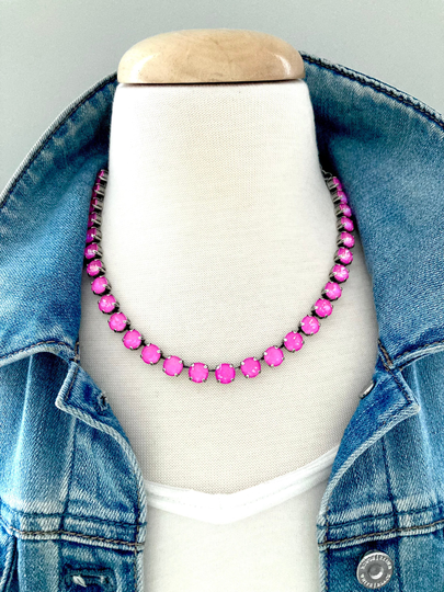 Bubblegum Pink Genuine Austrian Crystal 8mm Necklace