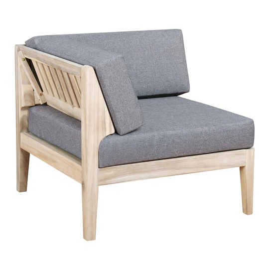 Natural Acacia Jorna Modular Outdoor Patio Sectional Corner Chair: Gray/Natural - Wood by World Market